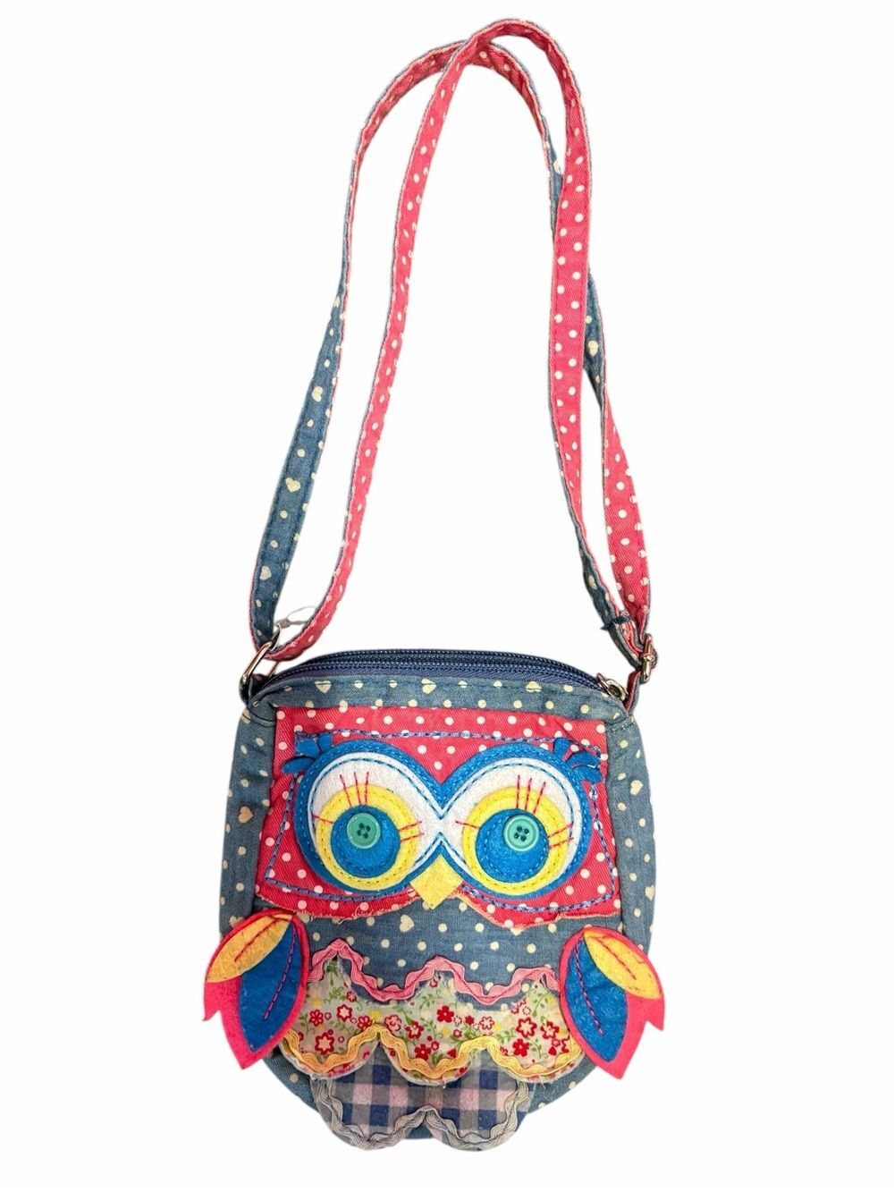 Colorful Owl Crossbody Purse Boho Patchwork Shoulder Bag Cute Girls Women's